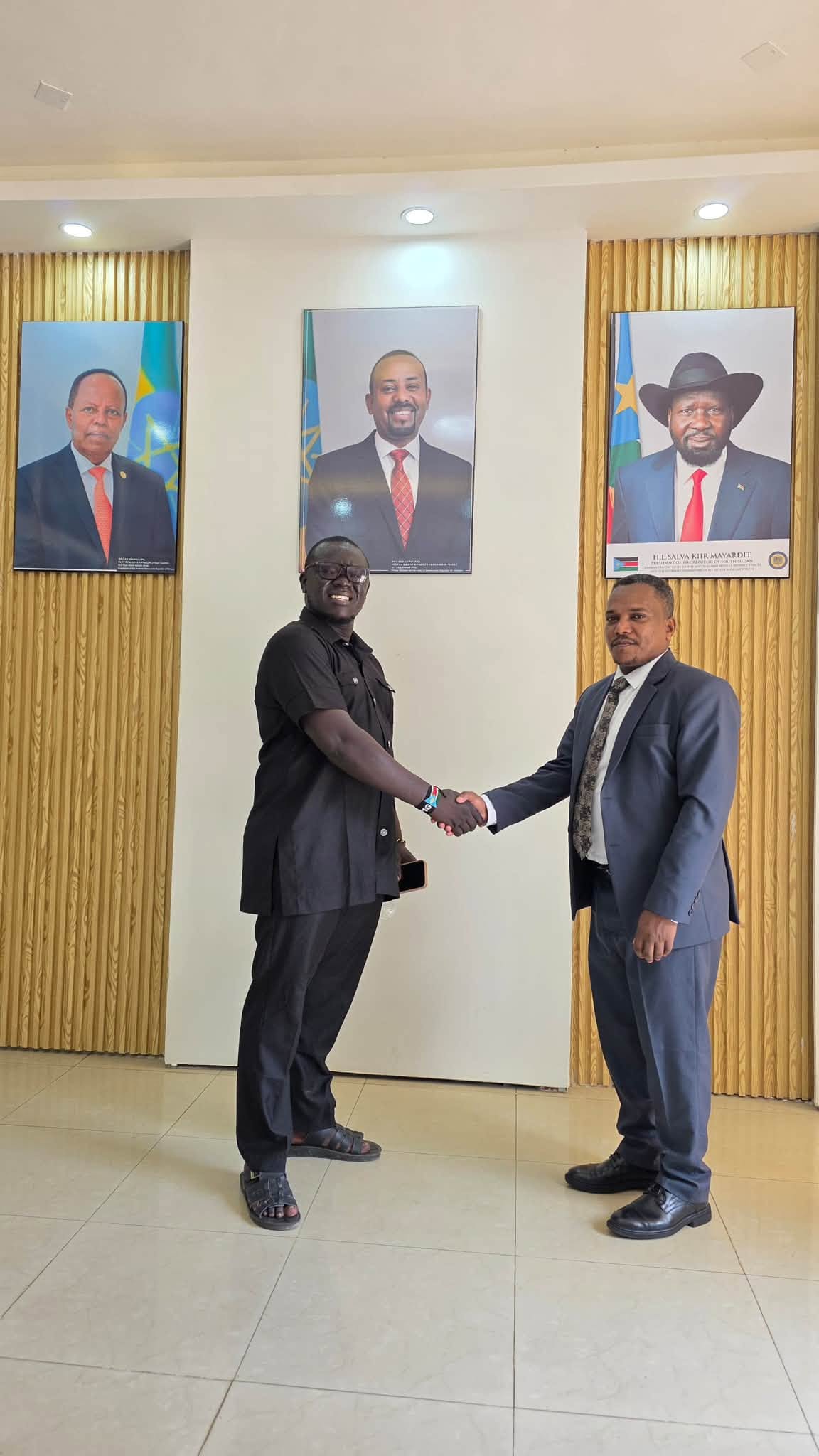 South Sudan’s Youtuber Mr. BMG  meets with the Counsellors at the Embassy of the Federal Democratic Republic of Ethiopia in Juba, South Sudan.